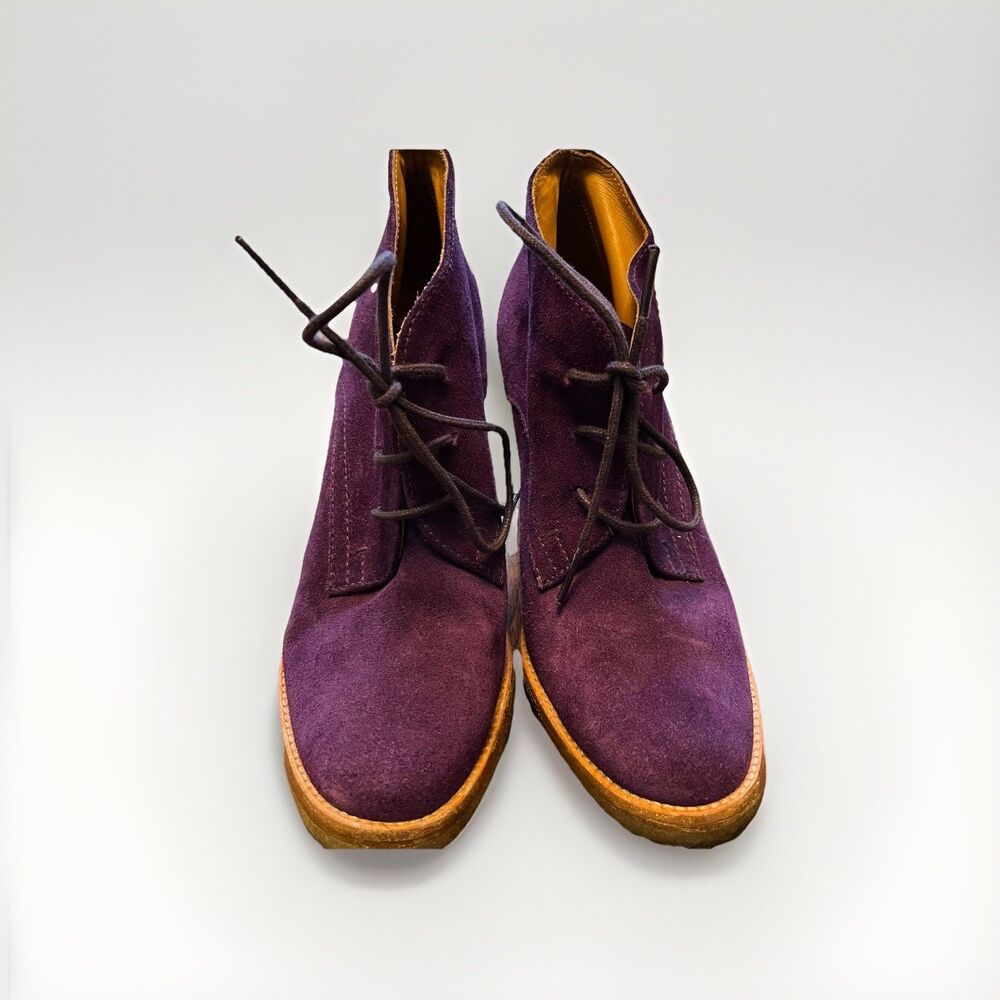 Ralph Lauren Purple Label Brown Franny Suede Block Heel Bootie 8 B